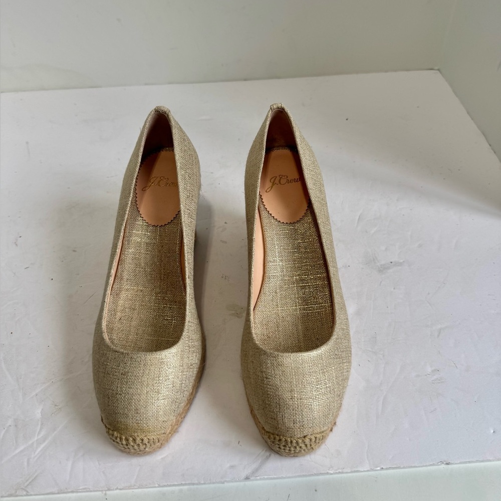 NWOT J. Crew Seville espadrille wedges in metallic canvas. Size 5.5 - Picture 12 of 16